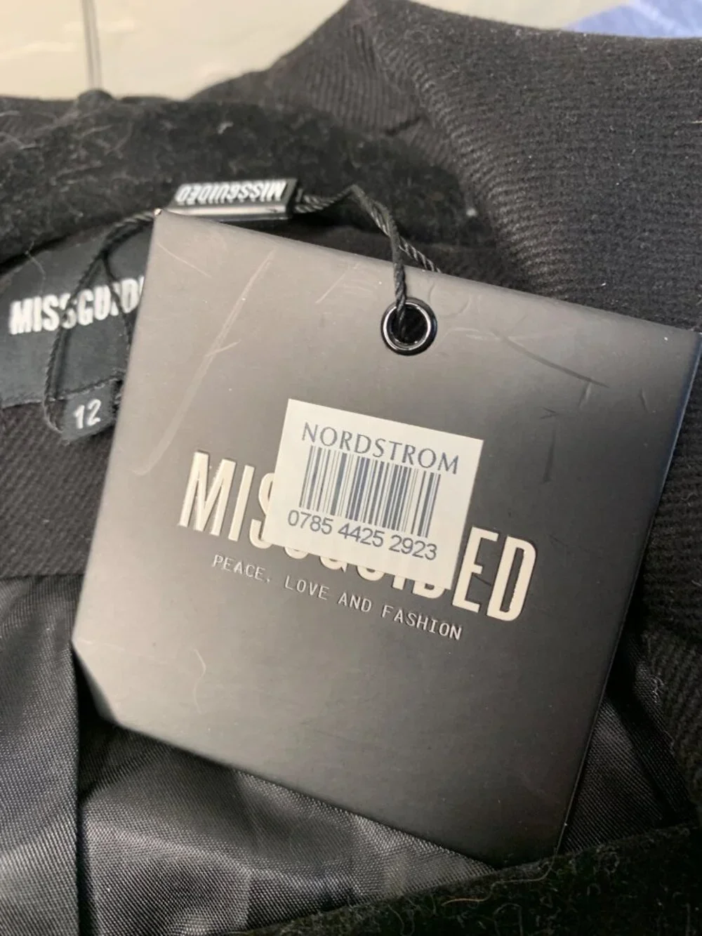 Missguided Black Double-Breasted Longline Coat With Crest Buttons Size 8 US NWT - Picture 10 of 11